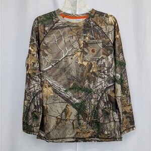 Carhartt Force Camo Shirt Real Tree Long Sleeves Lightweight Boys Large (14/16)